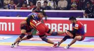 Nitesh Kumar with the ankle hold